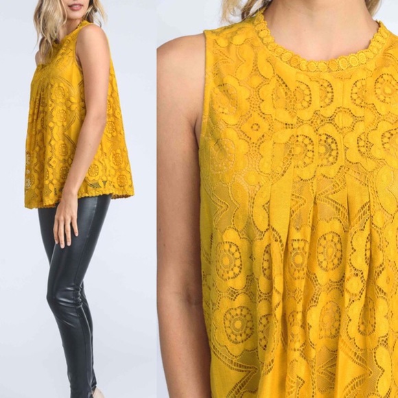 DEBBIE Lace Top - MUSTARD - Picture 2 of 2